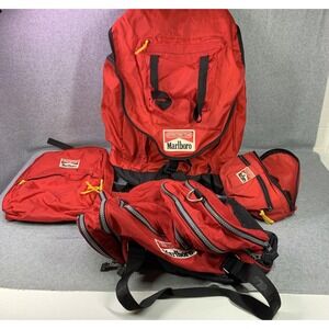 Vintage Marlboro Adventure Team Red Backpack Duffel Fanny Pack Promo Lot 4pc